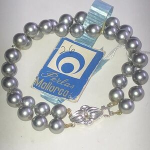 Perlas Mallorca Vintage Gray Faux Pearl Bracelet